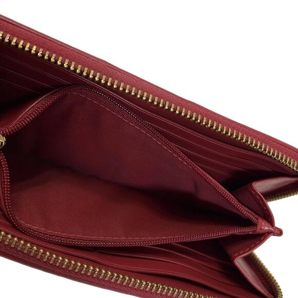 Auth COACH Signature F54630 Dark Brown Black Red PVC Leather - Long Wallet - Picture 3 of 5